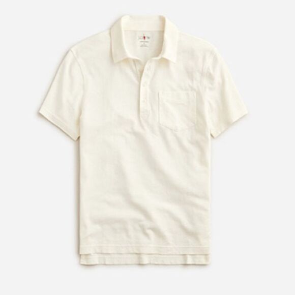 J Crew Garment dyed polo made with 100% slub cotton yarns in cream - nwt- Med - Picture 1 of 10